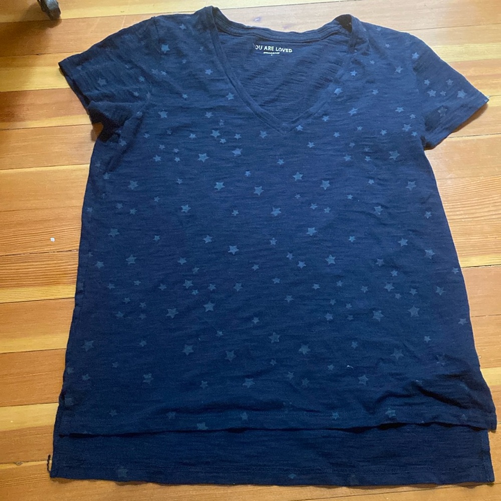 Stella & Dot, Navy on navy Scattered Stats t-shirt